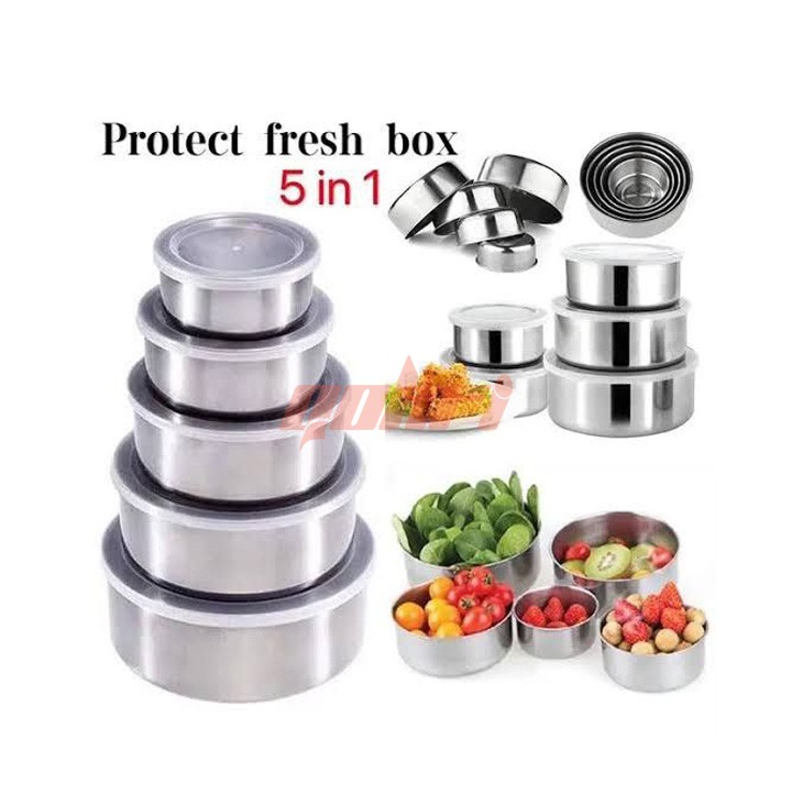 Steel Food Box – 5 Pieces