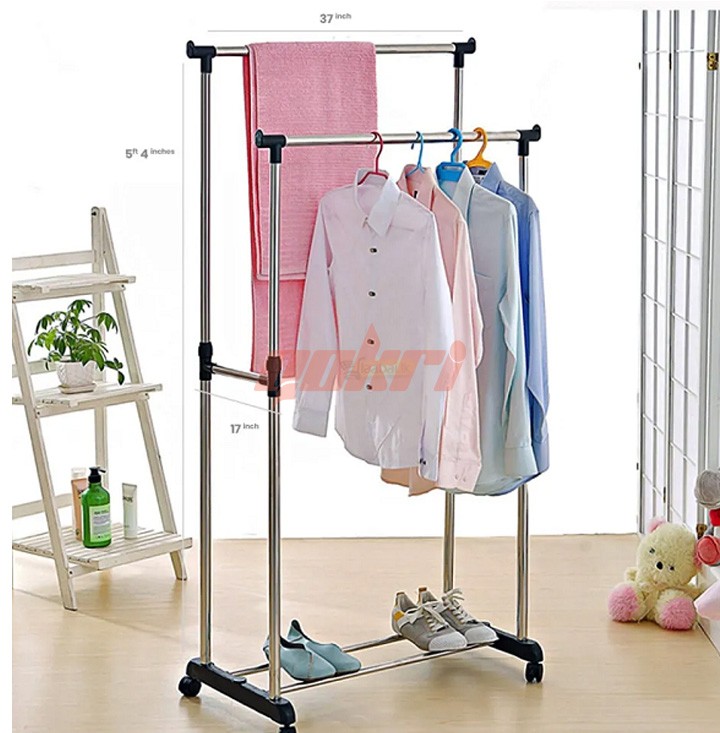 Double pole clothes rack