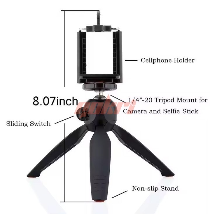 YT-228 mini tripod mount with phone holder clip