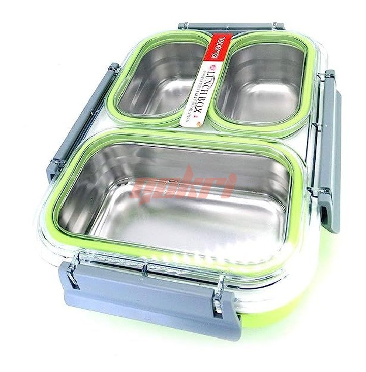 Tedemei Stainless Steel Lunch Box with 3 Compartments (1.2 L)